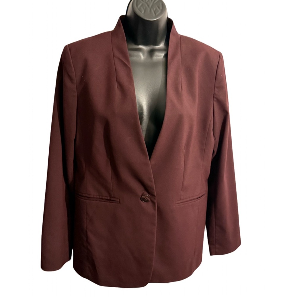 Ann Taylor Burgundy One Button Blazer - Picture 2 of 9